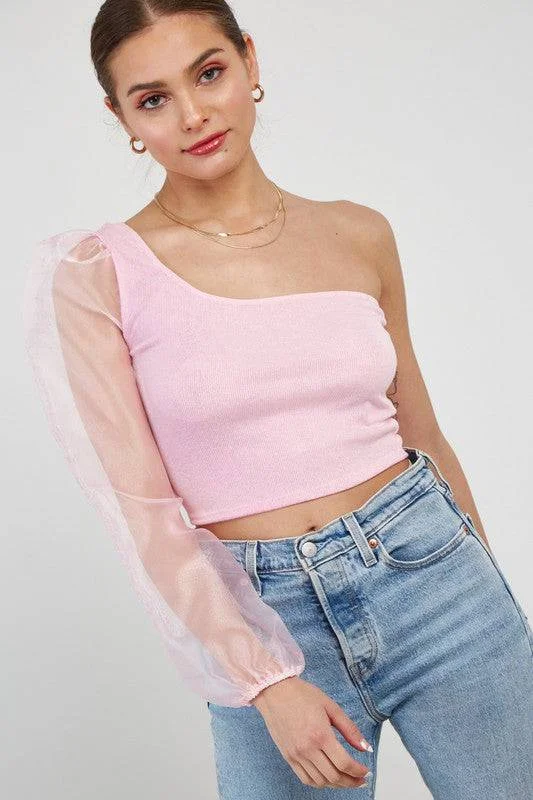 Cotton Candy One Shoulder Top