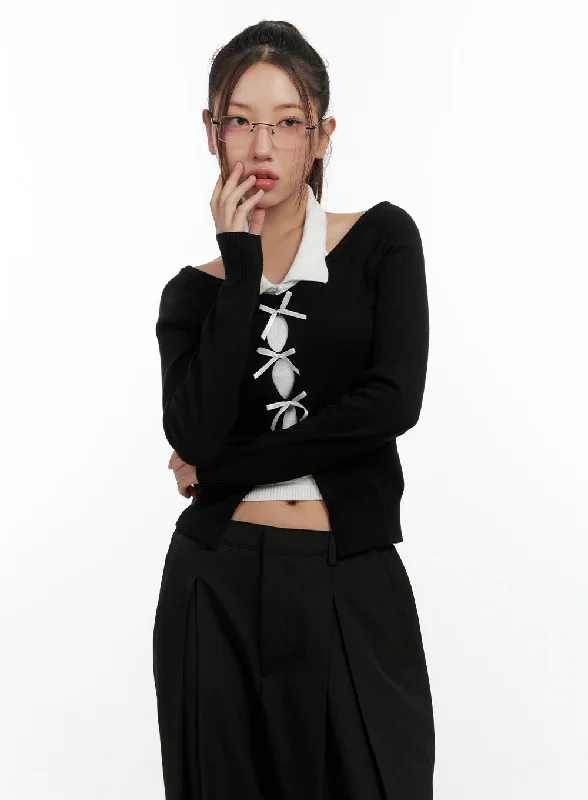 Ribbon Halter Knit Top CN412 performance