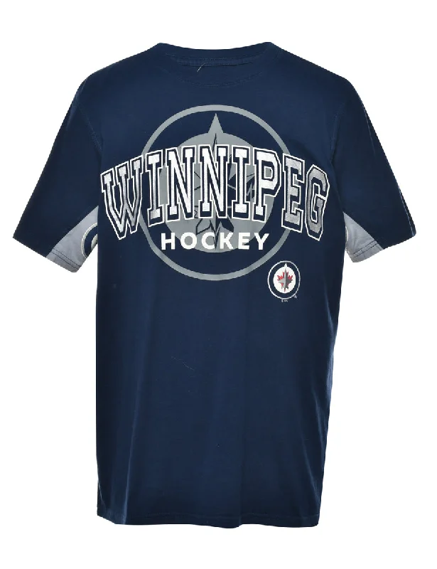 Navy Winnipeg NHL Sports T-shirt - M Youthful Women's Pop
