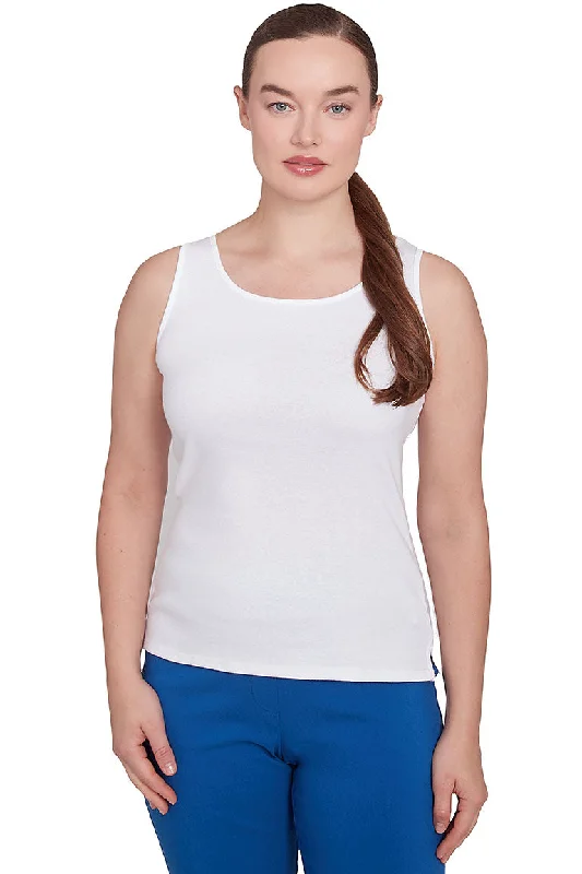 Solid Rib Knit Sleeveless Tank Traditional Women's 