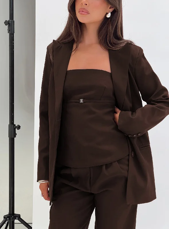 Crowd Pleaser Oversized Blazer Chocolate