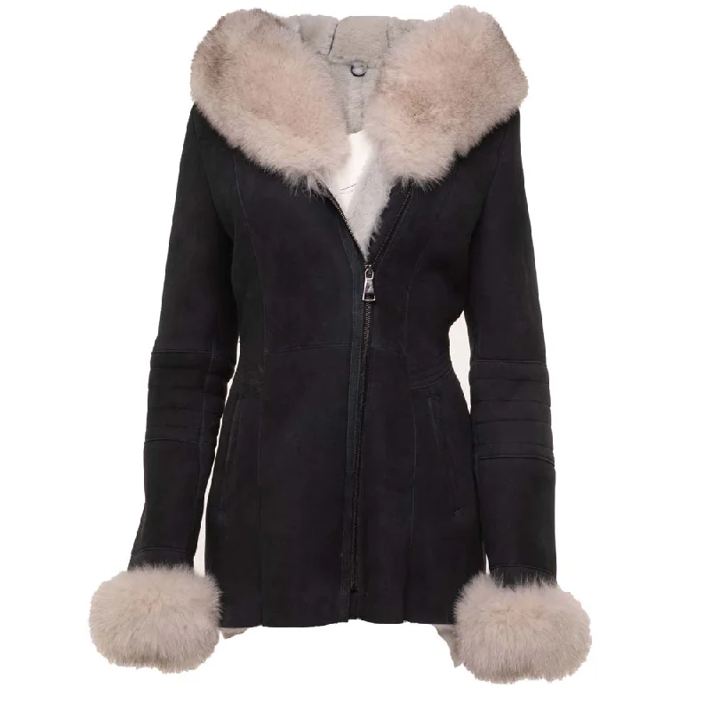 Izzy's Shearling coat with fox fur trim Disco