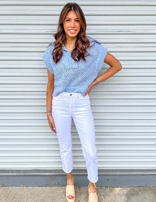 TAKING MY TIME BLUE HALF ZIP TOP Relaxed Women's 