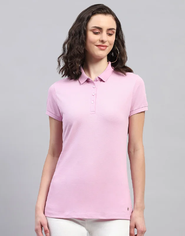 Women Purple Solid Collar Neck Half Sleeve T Shirt Cozy Women's Winter