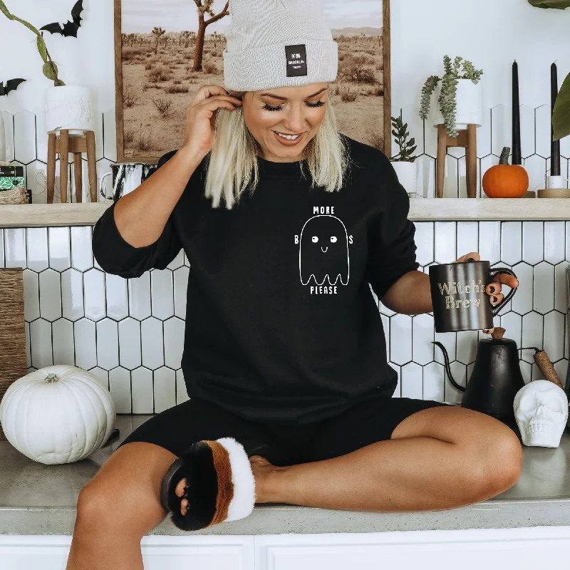 More Boo's Please Halloween Hoodie - Funny Ghost Alcohol Sweatshirt *UNISEX FIT* Monochromatic Office Style