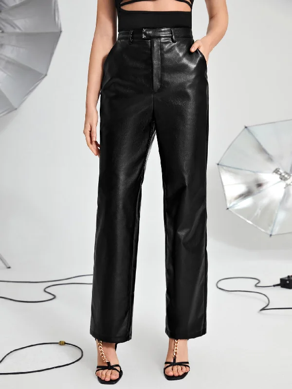 Glamorous Plain Zipper High Waist Long Women Pants Scandinavian