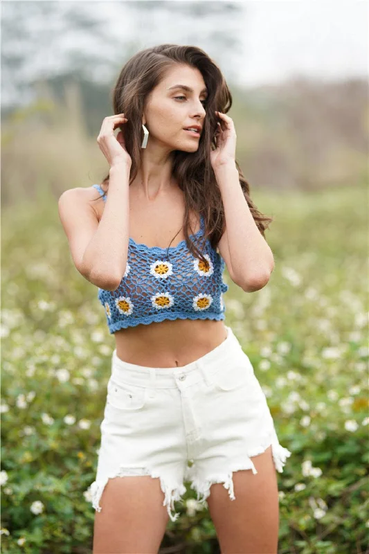 Floral Crochet Cropped Cami Bold Women's Animal Print