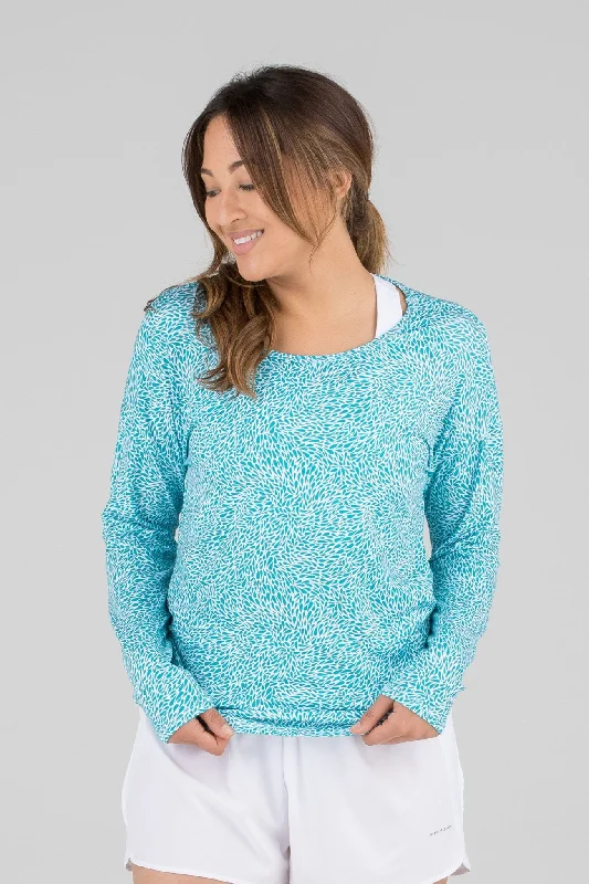Women's Printed Hypersoft L/S Running Shirt - Petals Sea Green Dynamic Women's Moto