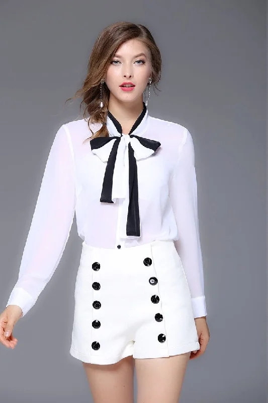 White Blouse W/ Black Tie