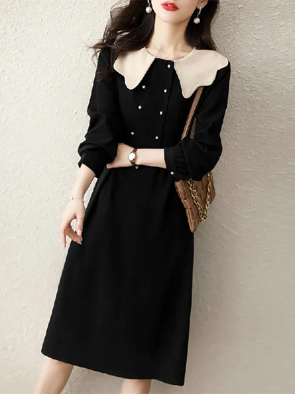 Black Dress W/ Contrast Collar Country