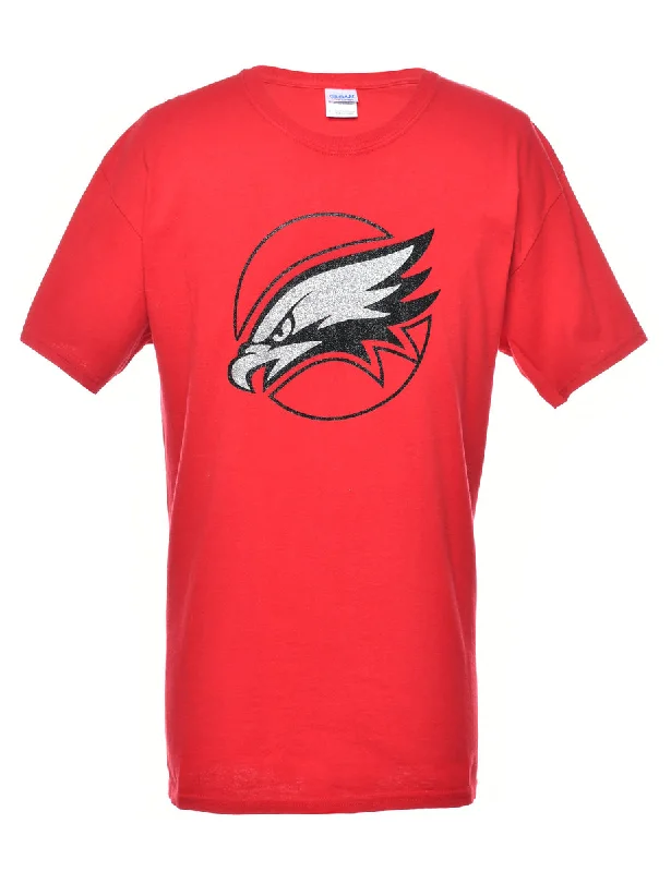 Red Printed T-shirt - L Modern Women's 