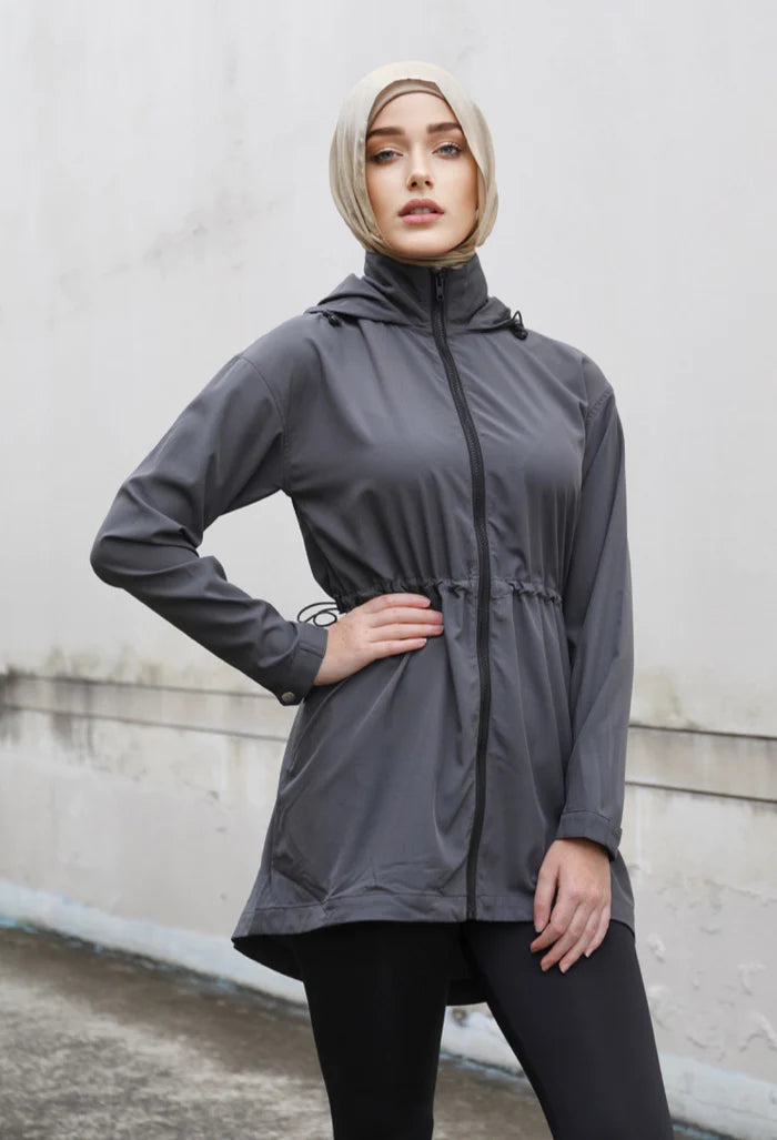 Short Trench - Slate Grey Geometric