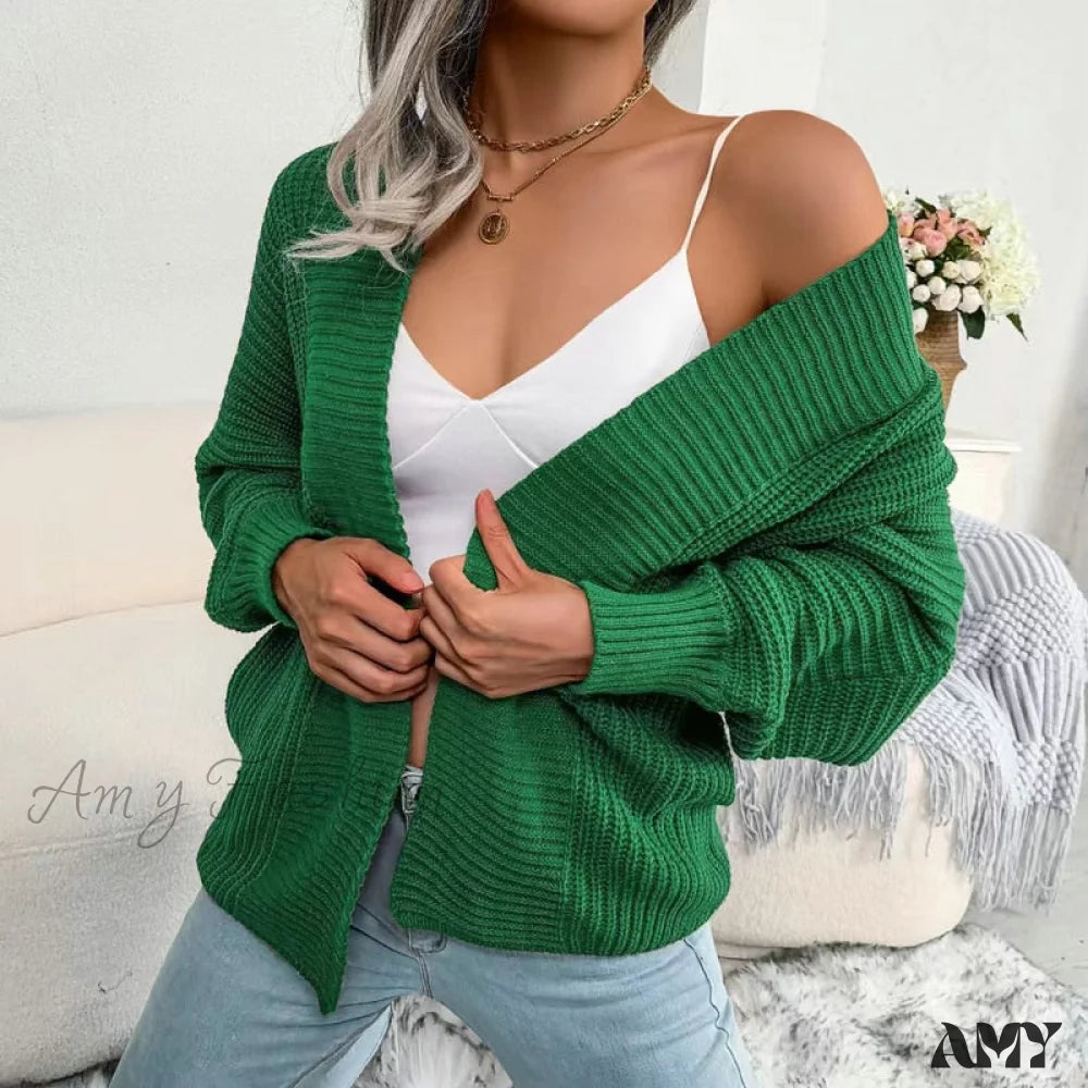 Amy Fashion - Women Autumn Knit Loose Cardigan Minimalist Women's Casual