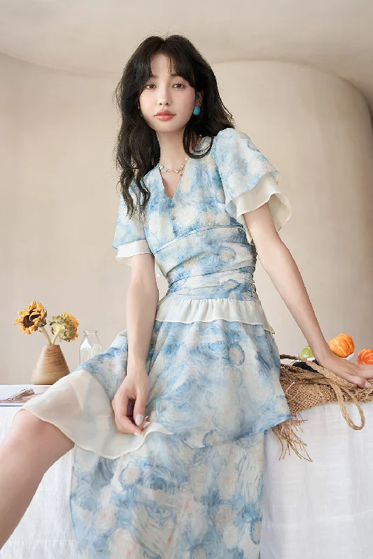 A-line Floral Midi Dress for Women