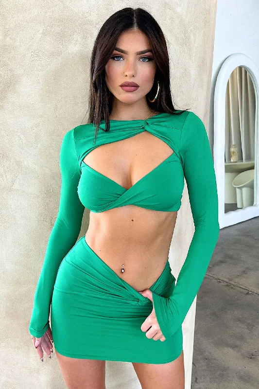 Anesha Crop - Green Practical Women's Quick - dry