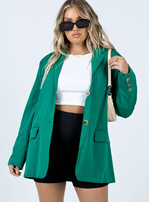 Spring Issue Blazer Green Stylish Women's Neon