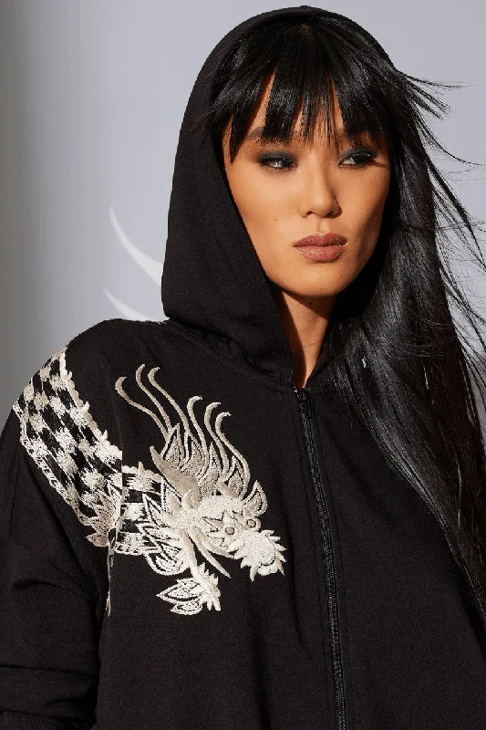 Cocoon Dragon Embroidered Hoodie Gym