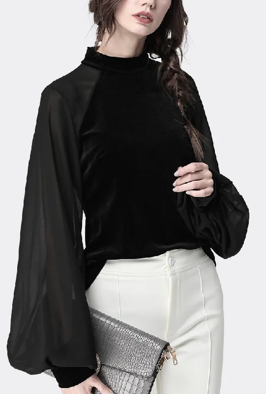 Black Batwing Sleeve Blouse