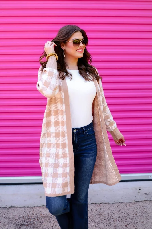 Rain Check Checkered Cardigan purpose