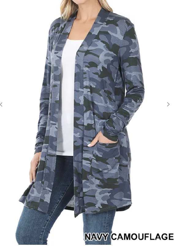 Camouflage Pocket Cardigan - 3 Colors Casual Women's Loose - fitting