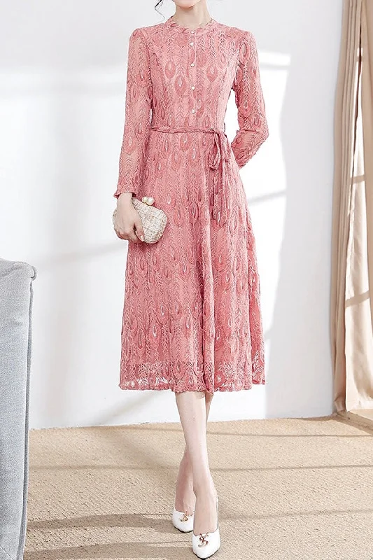 Peacock Feather Lace Dress Modern Women's Tech