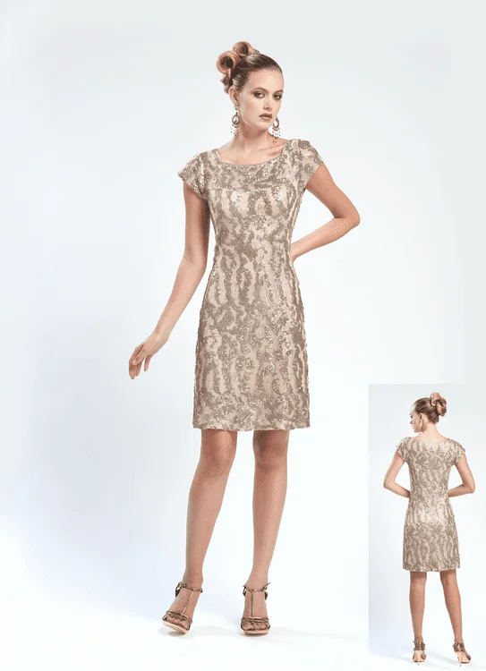 Sue Wong - Sequined Square Neck Sheath Dress N4442 Feminine Women's Soft 