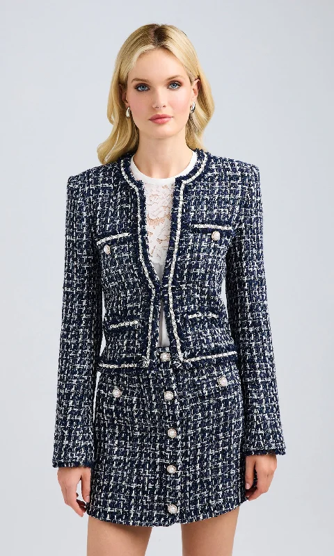 Betsy Buttoned Tweed Blazer Gym