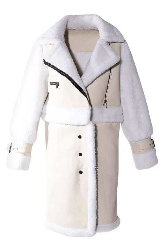 MACKY FAUX FUR TRENCH COAT Elegant Women's Formal 