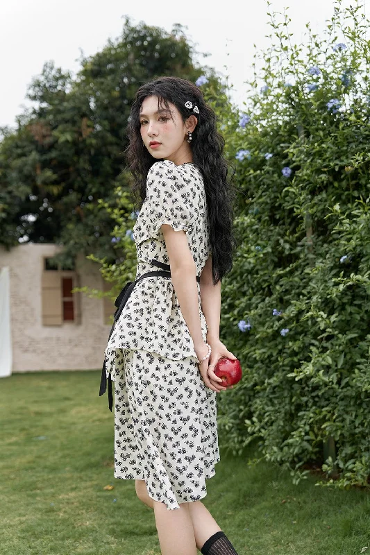 Floral Midi Dress for Women Compression