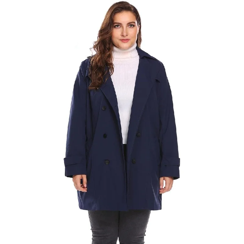ANALUKE Double-Breasted Windbreaker Trench Coat Sporty Women's Tennis