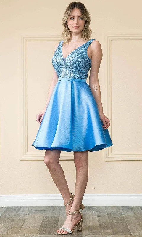 Poly USA 8954 - Sequin Bodice A-Line Homecoming Dress Vintage Women's 1970S 