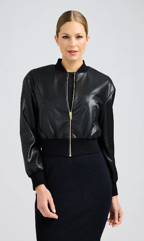 Adalyn Vegan Leather Bomber Sophisticated Women's Tailored