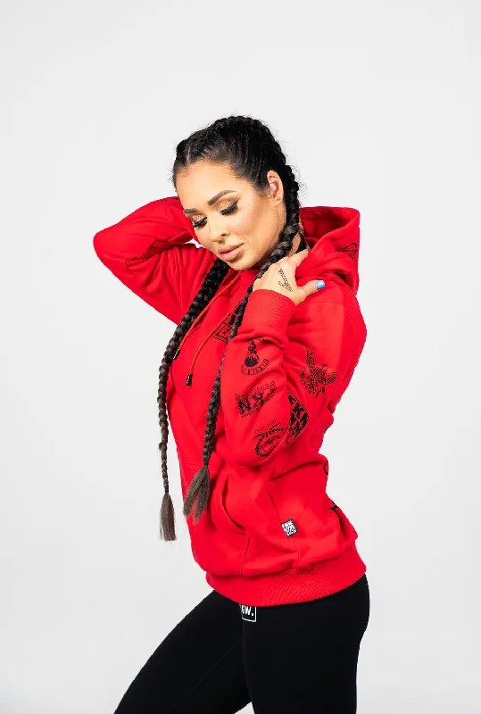 Heist | Women's Gym Hoodie | Red Polished Women's Silk
