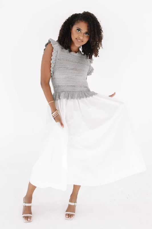 Only One For Me Midi Dress - Grey Relaxed Women's 