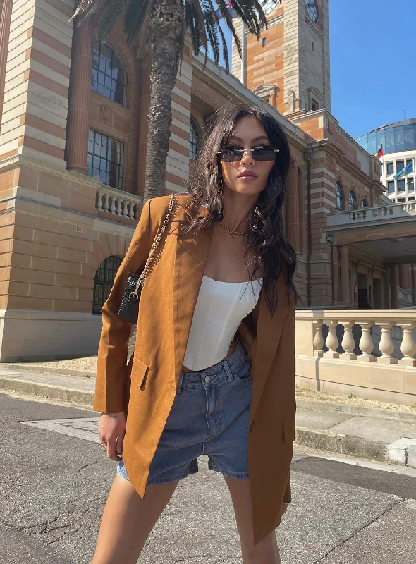 Welcome to the Jungle Blazer Brown Casual Women's Loose - fitting