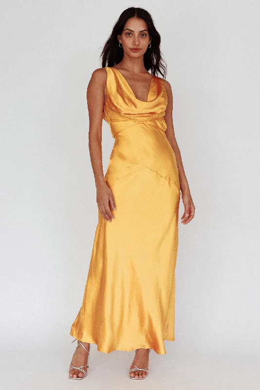 Cassiopeia Open Back String Tie Maxi Dress Mango Refined Women's Hand - crafted