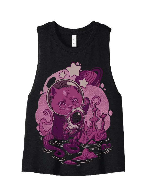 Space Cat · Racerback Crop Tank