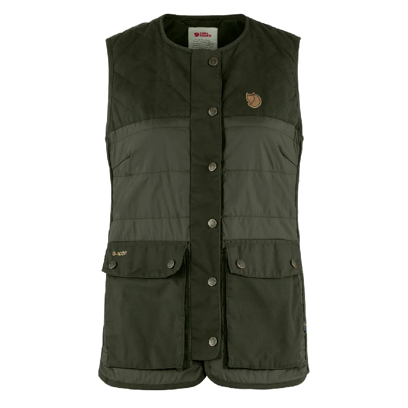 Fjallraven Womens Forest Wool Padded Vest Deep Forest Hip Women's Urban