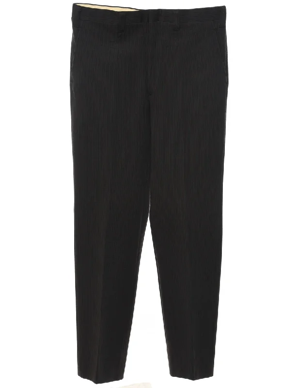 1970s Classic Black Trousers - W36 L32 British Gentlewoman Style
