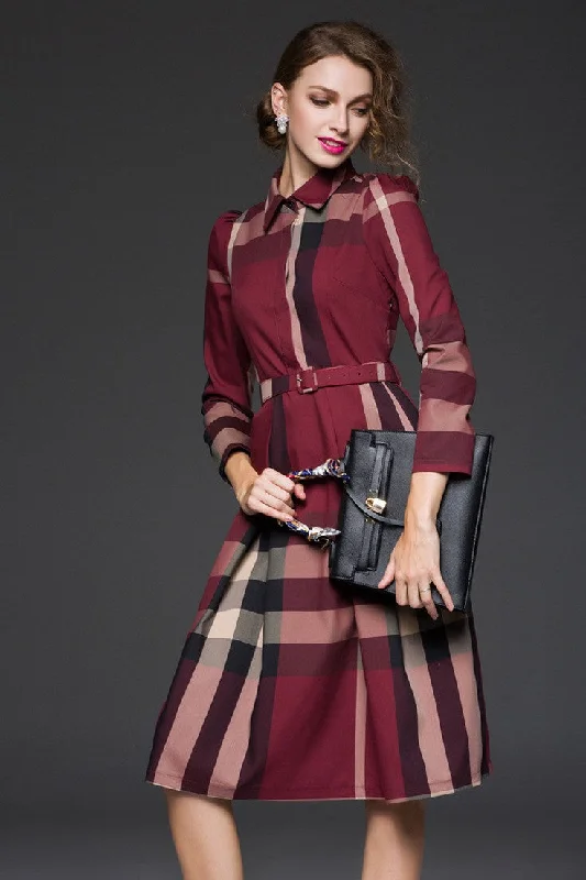 Plaid Dress W/ Belt Athletic Women's 