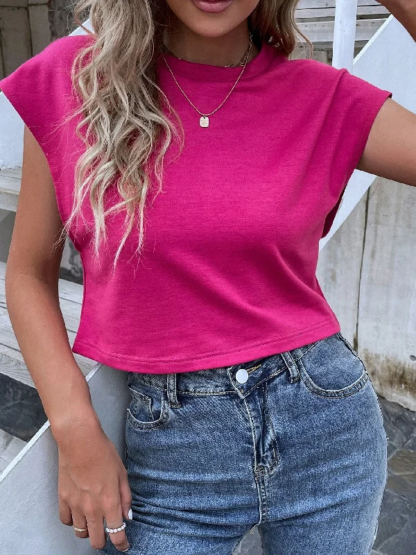 Casual Plain Round Neck Regular Women Tank Top & Cami Hip Women's Urban