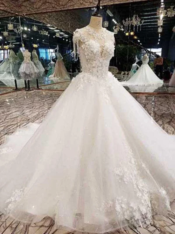 Awesome Appliques Tulle Ball Gown Wedding Dresses Feminine Women's Soft 