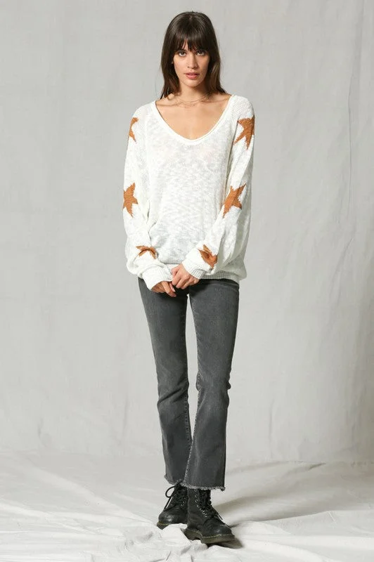 Knit Top w/ Star Details Traditional Women's 