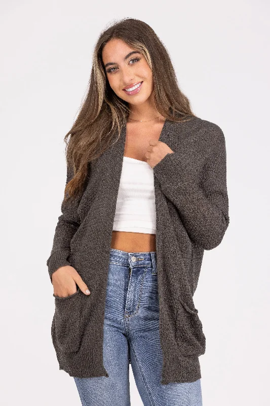 In The Cold Women's Long Sleeve Cardigan Monochromatic Office Style