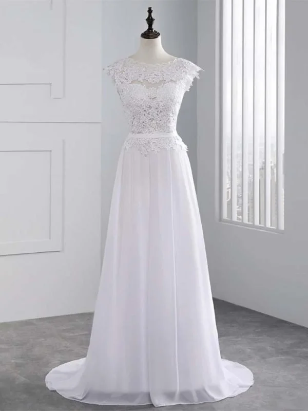 Lace Appliques Covered Button A-Line Wedding Dresses Artistic Women's Hand - painted