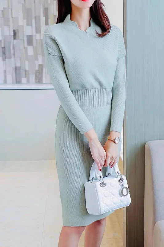 Scallop V Neck Sweater Dress Sporty Women's Tennis