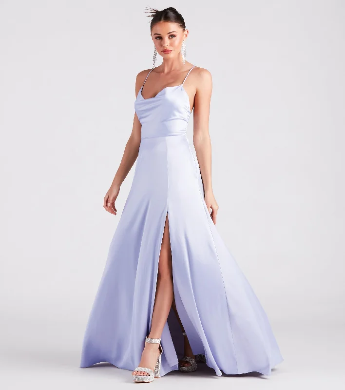Allura Formal Satin A-Line Dress Disco