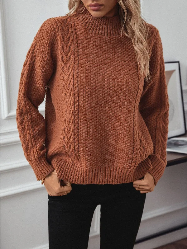 Cable-Knit Mock Neck Long Sleeve Sweater | Winter Sweater | Sweater Weather