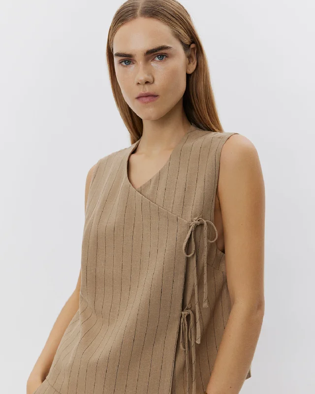 CAILINSW VEST - Light Brown Striped