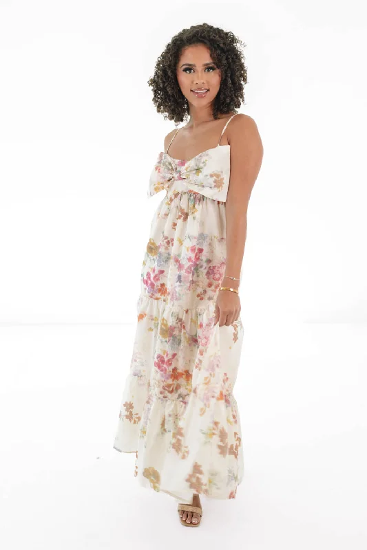 Beautiful Brunch Midi Dress - Cream/Multi British Gentlewoman Style